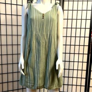 A.N.A. Army Green Gauze Short Tank Dress